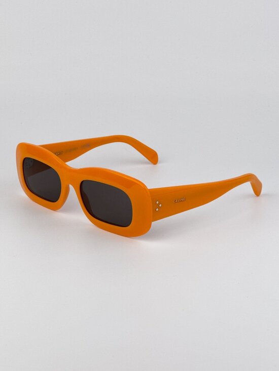 Celine CL40294I 42A “3 Dots” Rectangle Sunglasses – Glossy Orange / Grey main image 6